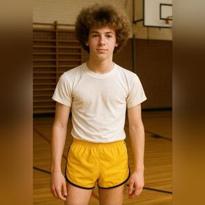 Vintage 1970's Yellow And Black Gym Shorts